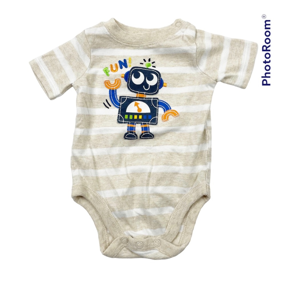 5/$25 Striped Robot Onesie Bodysuit
